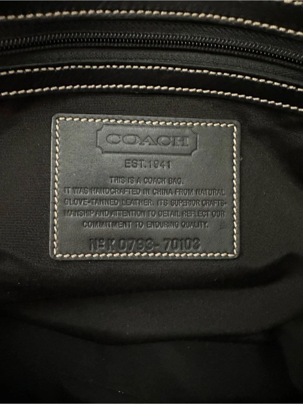 COACH Black Leather Messenger Bag with Contrast Stitching